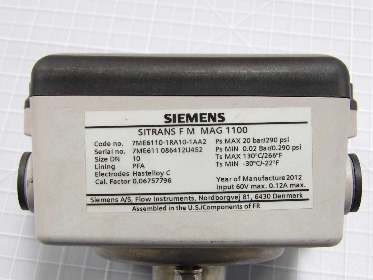 SIEMENS 7ME6110-1RA10-1AA2 SITRAN FM MAG 1100 SITRANS FM ELECTROMAGNETIC FLOW SENSOR 60V MAX SIZE DN - PRESSURE TRANSMITTER