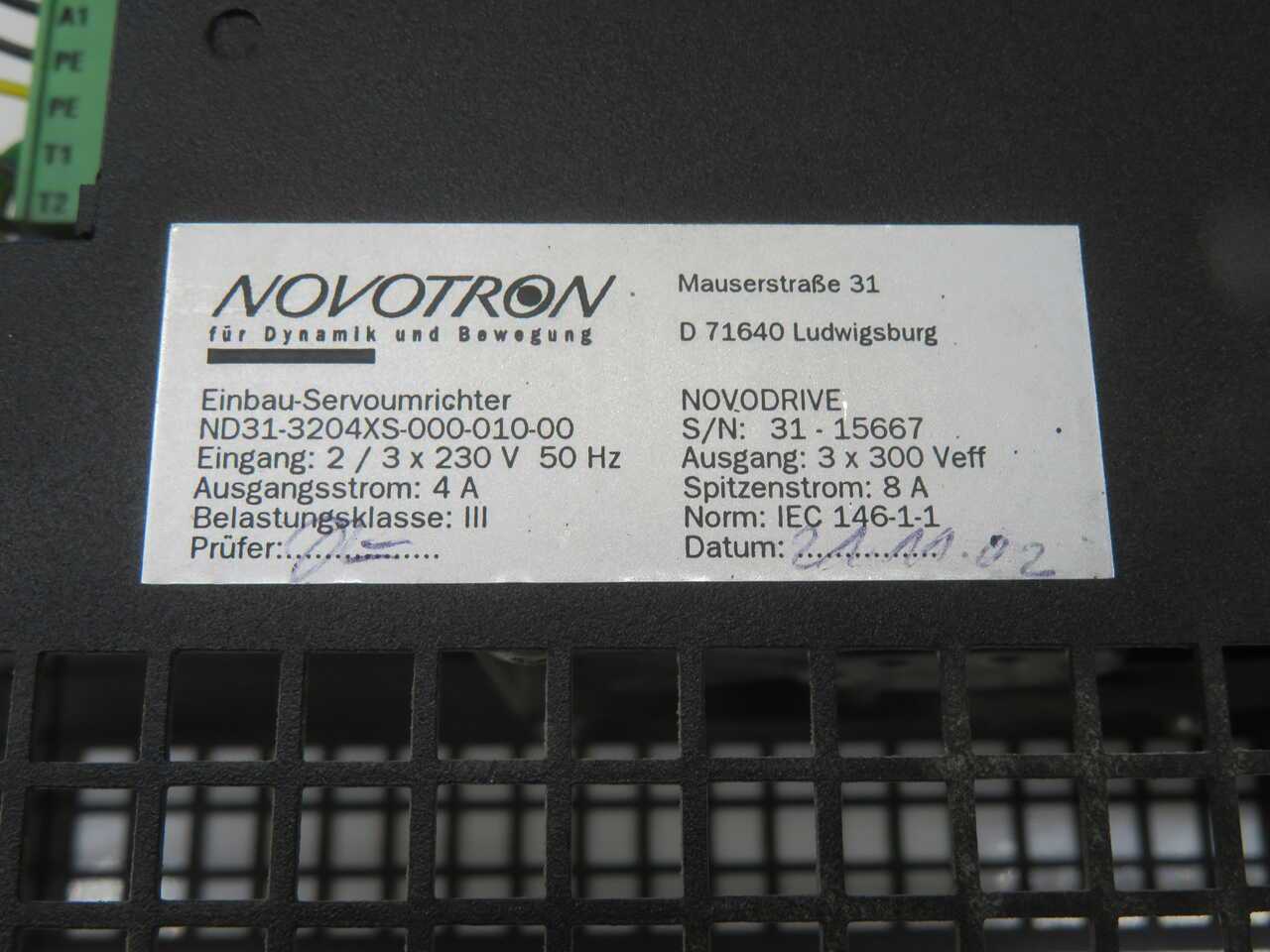 NOVOTRON NOVODRIVE ND31 ND31-3204XS-000-010-00 DIGITAL SERVO CONTROLLER - SERVO