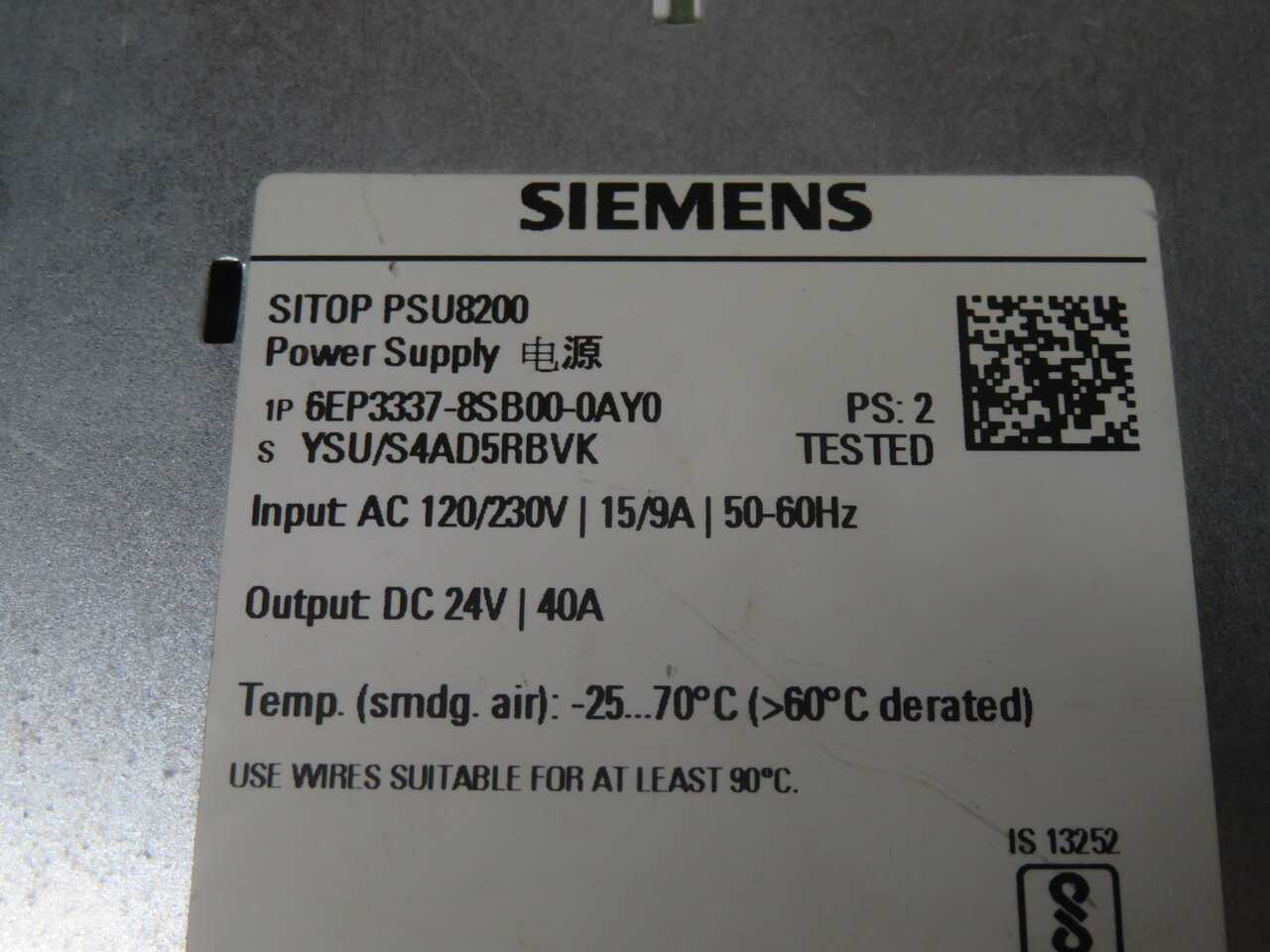 SIEMENS 6EP3337-8SB00-0AY0 SITOP PSU8200 POWER SUPPLY MODULE T270743 - POWER SUPPLIES