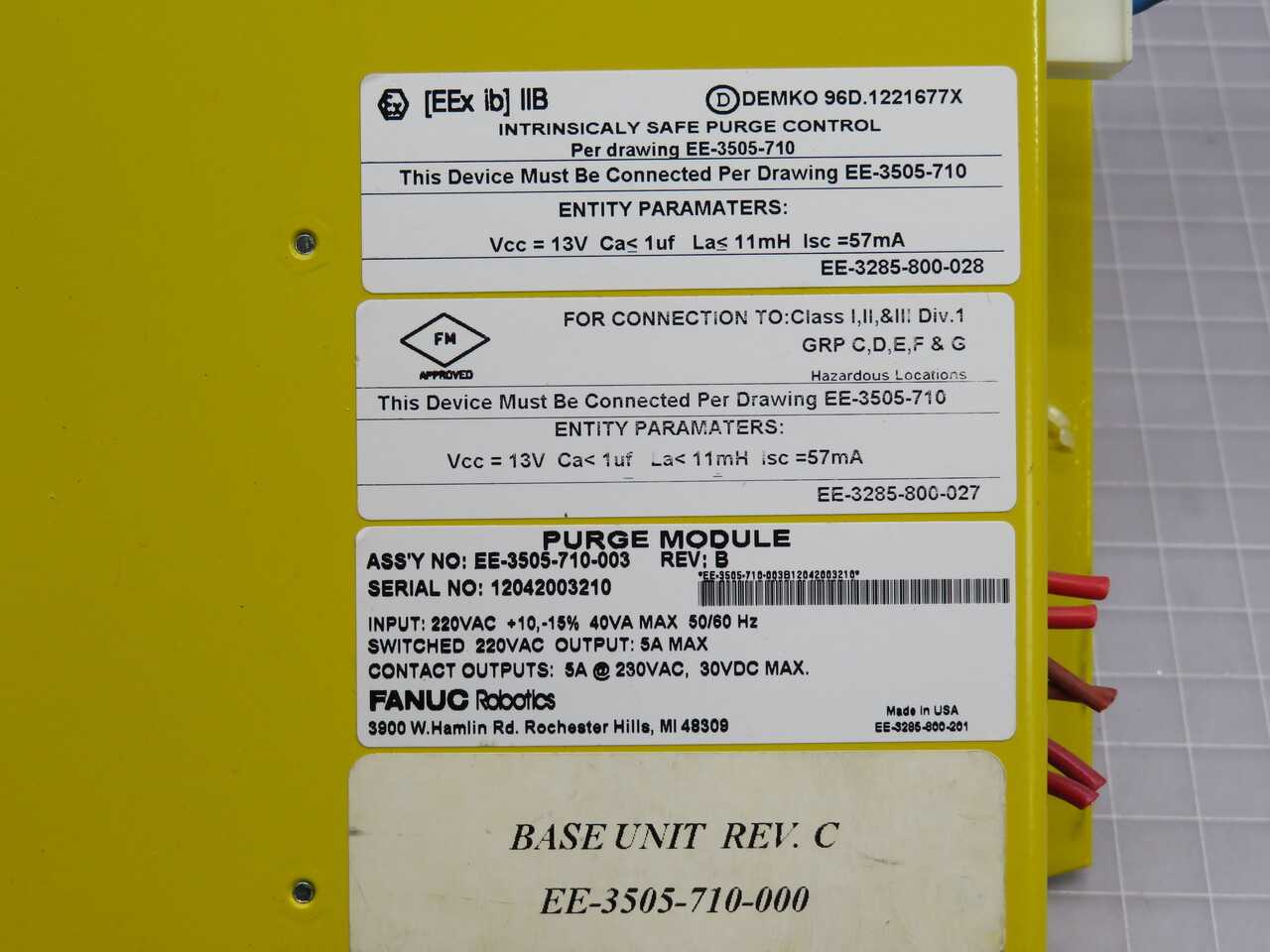 FANUC EE-3505-710-003 PURGE MODULE T253124 - PLC MODULES