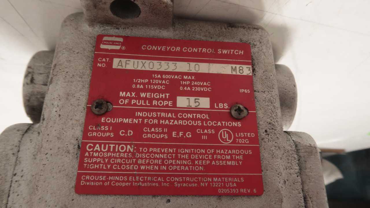 CROUSE HINDS AFUX0333 CONVEYOR CONTROL SWITCH T159075 - SWITCHES