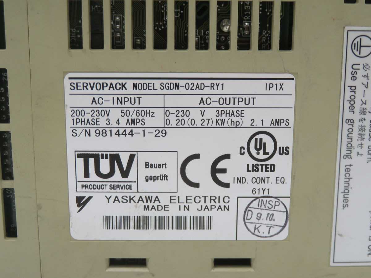 YASKAWA SGDM-02AD-RY1 SERVOPACK SERVO DRIVE T246648 - SERVO