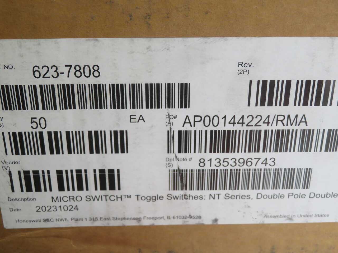 Lot Of 50 Honeywell 2NT1-1E Toggle Switches - SWITCHES