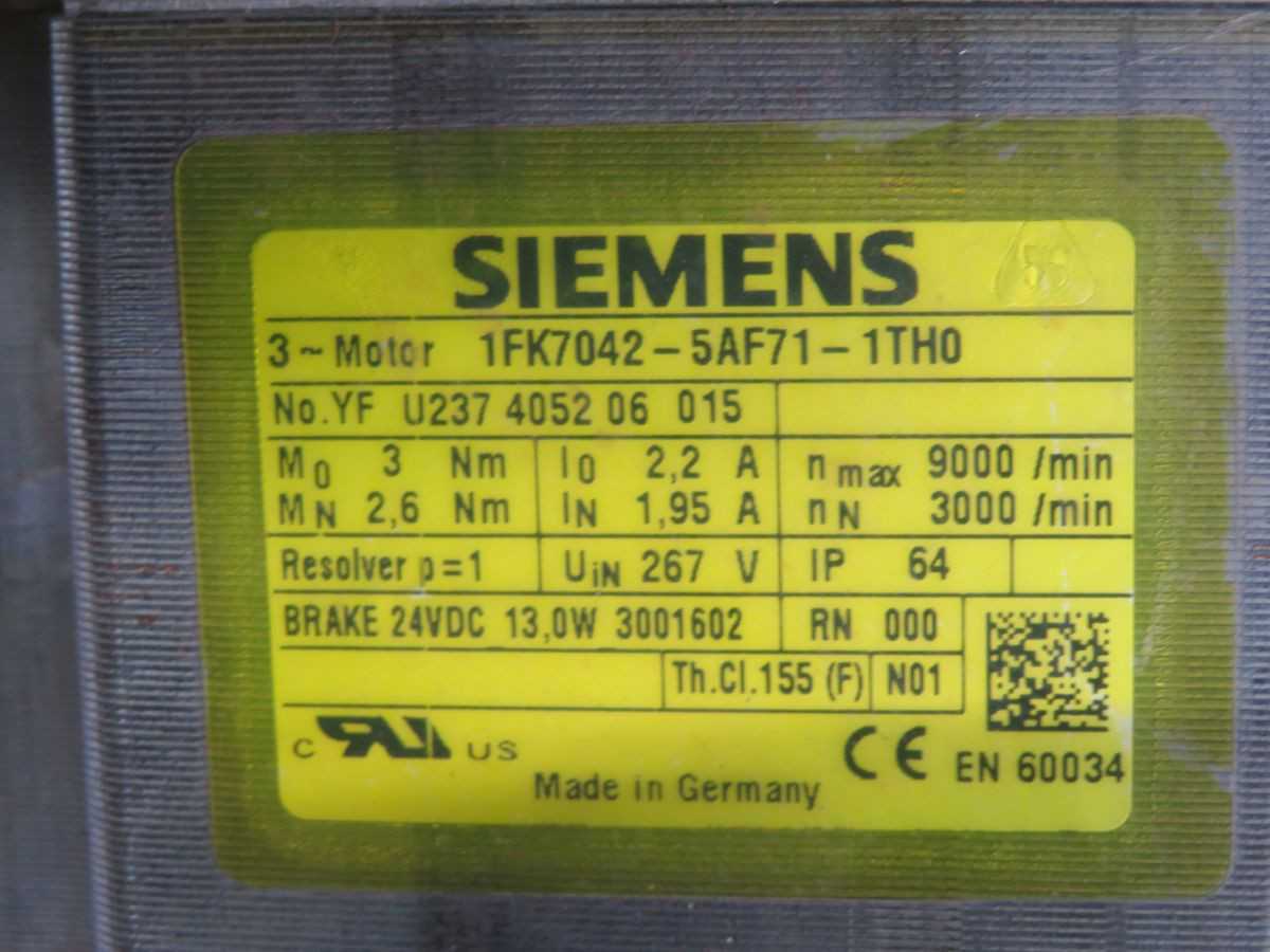 SIEMENS 1FK7042-5AF71-1TH0 SERVO MOTOR T256059 - SERVO MOTORS