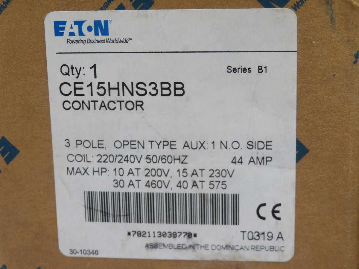 EATON CE15HNS3BB CONTACTOR 3 POLE 44 AMP T200131 - CONTACTORS