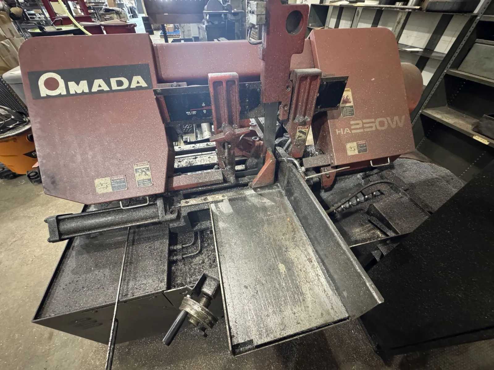 2003 AMADA HA-250W BAND SAW, 10" CAP, 5 HP, AUTOMATIC FEED, 220V 3-PHASE - HORIZONTAL BAND SAWS