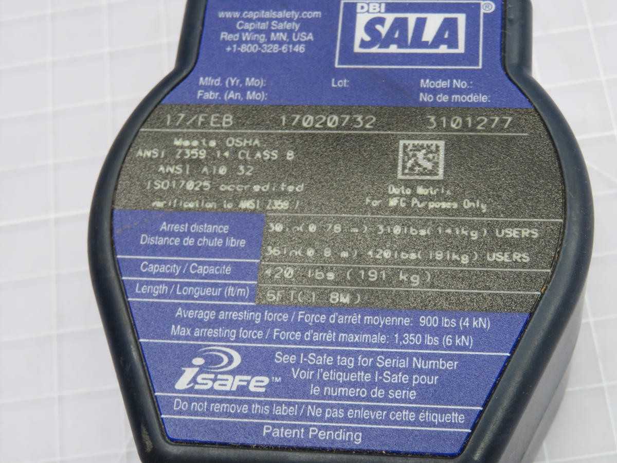 DBI SALA 3101277 SELF-RETRACTING LANYARDS T238163 - PPE