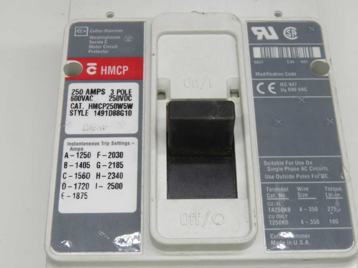 CUTLER HAMMER HMCP250W5W MOLDED CASE CIRCUIT BREAKER T248795 - CIRCUIT BREAKERS