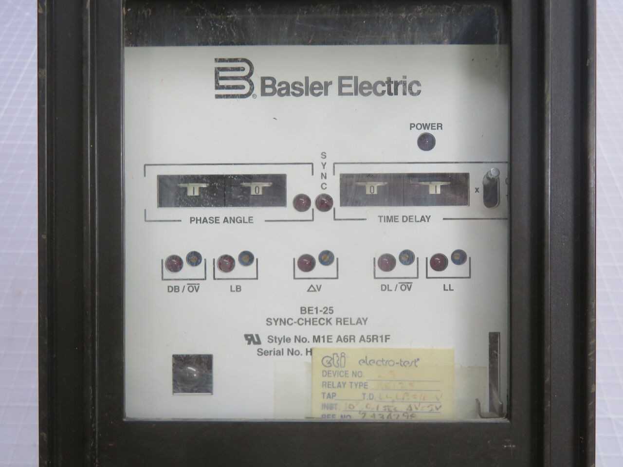 BASLER ELECTRIC BE1-25 M1E A6R A5R1F SYNC-CHECK RELAY T245576 - PROTECTION RELAY