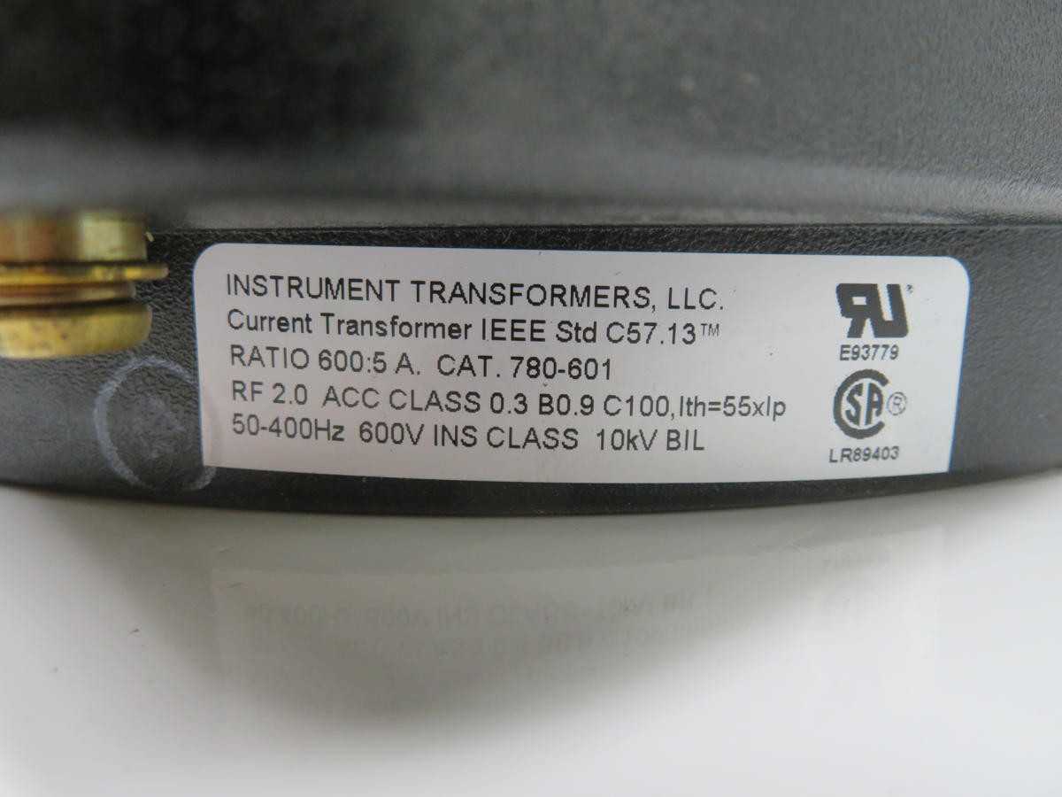 ITI 780-601 CURRENT TRANSFORMER 600:5 A T208888 - POWER TRANSFORMERS