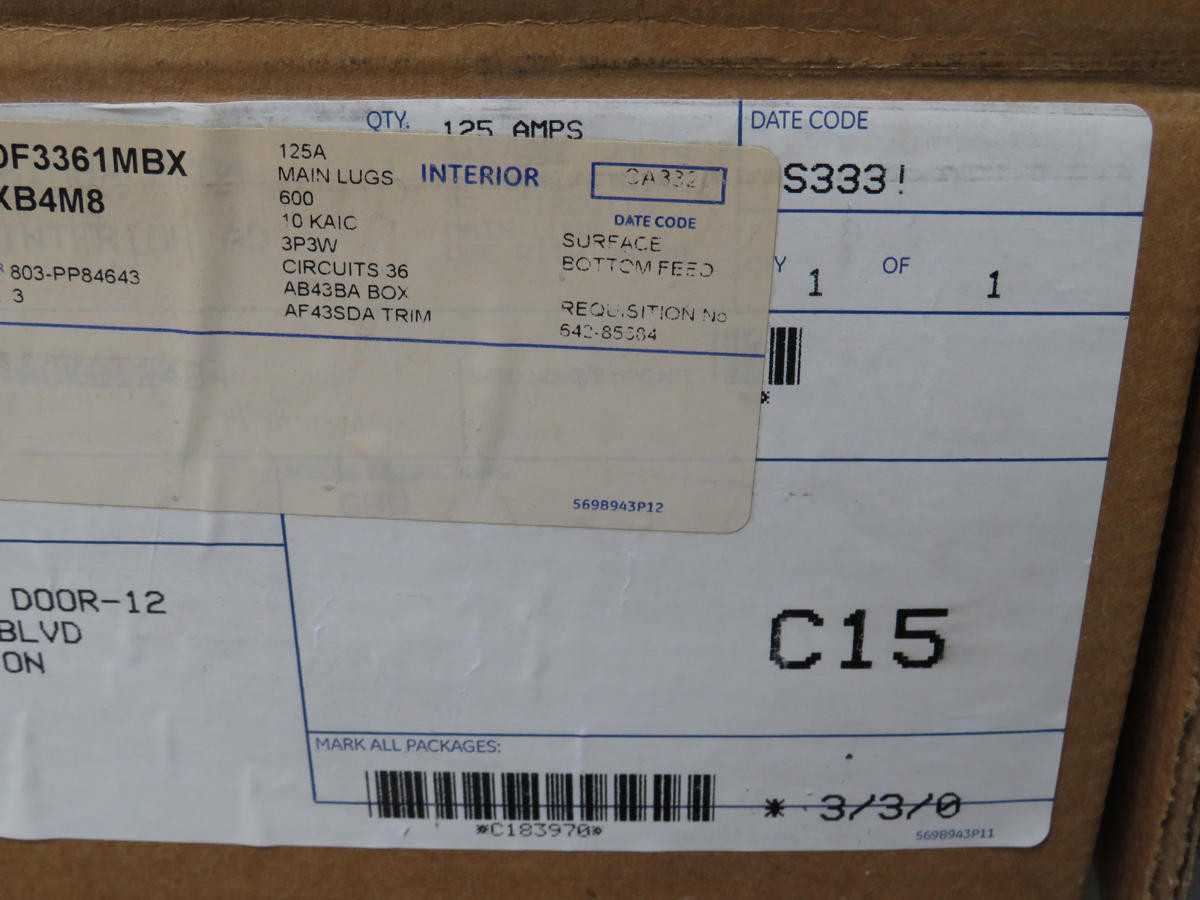 GE ADF3361MBX 125 Amp 600V 3P Panel Board A-Series II T194364 - ELECTRICAL COMPONENTS