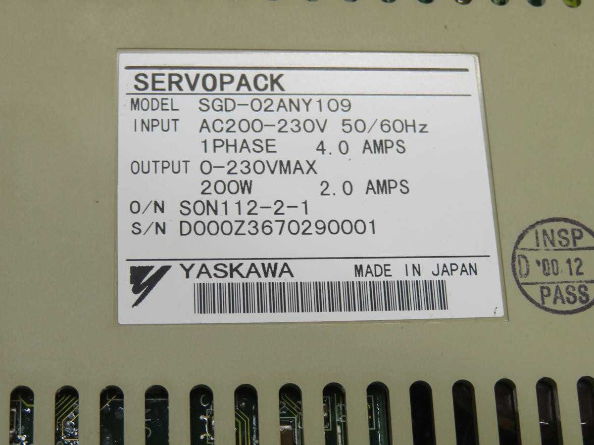 YASKAWA SGD-02ANY109 SERVO DRIVE T234295 - SERVO