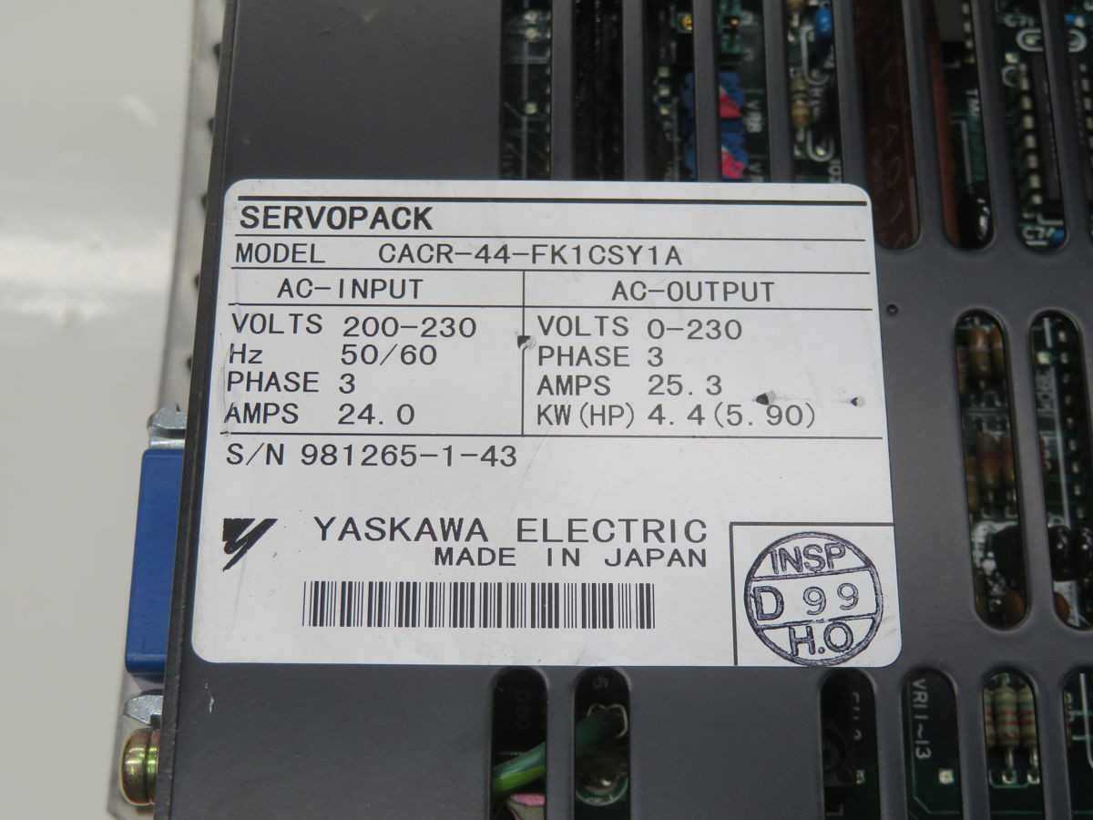 Yaskawa CACR-44-FK1CSY1A Servopack Drive T247163 - SERVO
