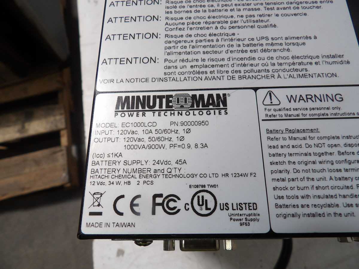 MINUTEMAN EC1000LCD TOWER UPS M6018 - UPS BATTERY