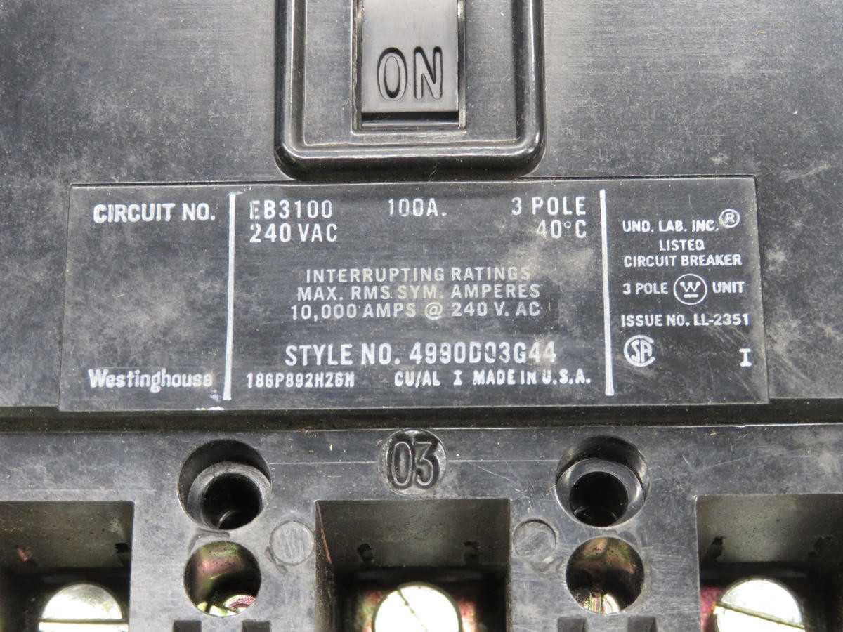 WESTINGHOUSE EB3100 CIRCUIT BREAKER T213894 - CIRCUIT BREAKERS