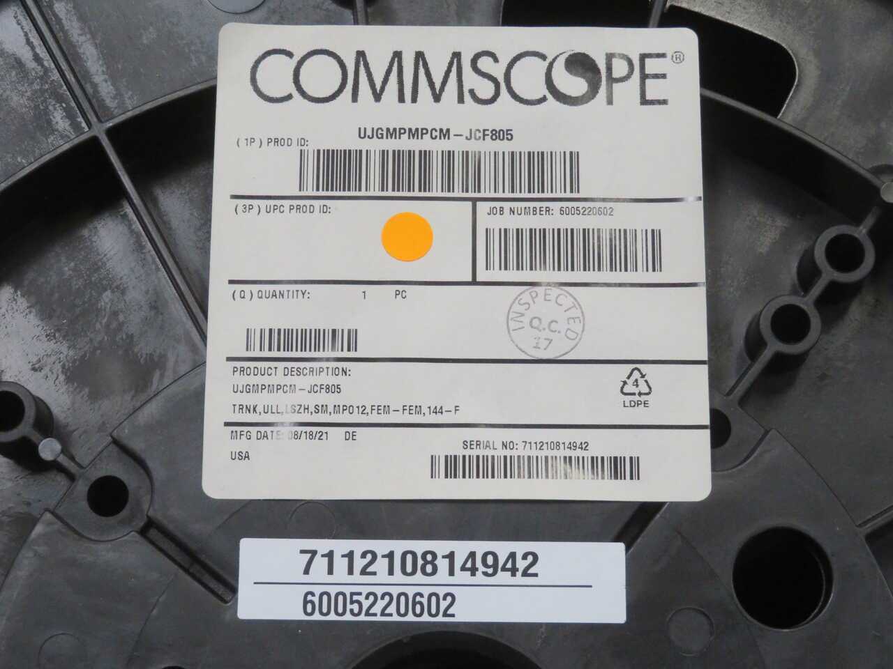 COMMSCOPE UJGMPMPCM-JCF805 FIBER OPTIC CABLE ASSEMBLY, EXACT PRODUCT TYPE UNCONFIRMED - FIBER OPTIC CABLE