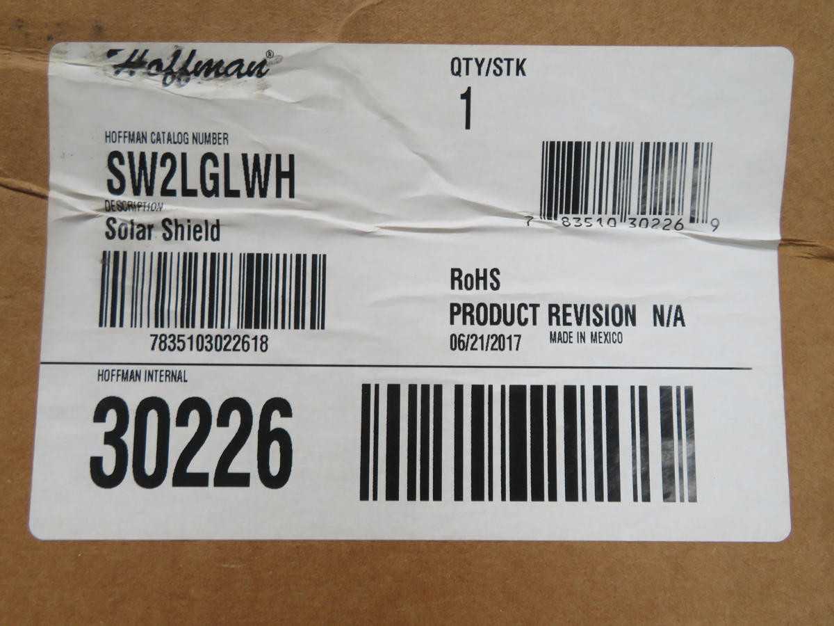 HOFFMAN SW2LGLWH SOLAR SHIELD T202738 - ELECTRICAL ENCLOSURES