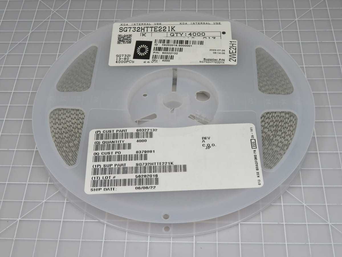 LOT OF 4000 KOA 60322132 SG732HTTE221K 220 OHM 10% 0.75 W 3/4 W CHIP RESISTOR T197246 - ELECTRICAL COMPONENTS