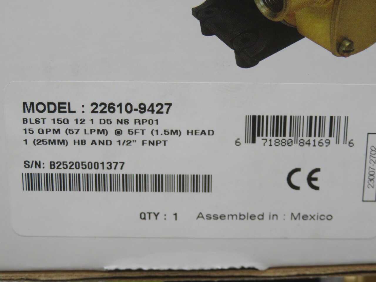 JABSCO 22610-9427 BALLAST KING PUMP T270209 - PUMPS