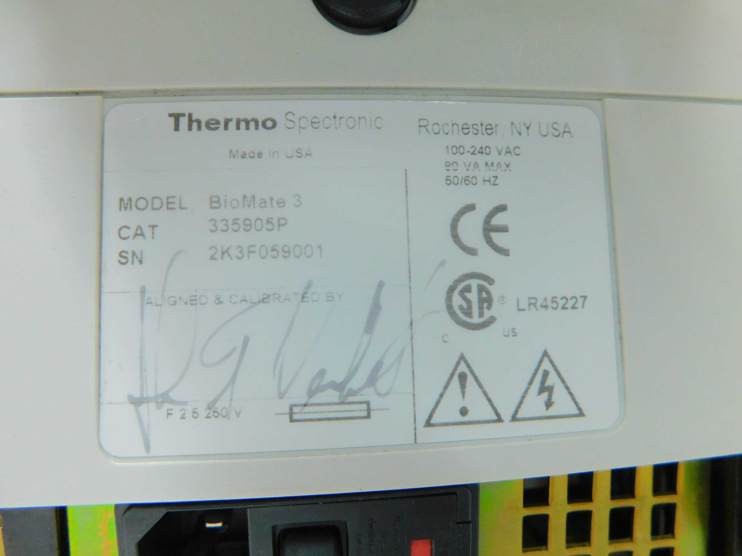 Thermo Spectronic Biomate 3 Spectrophotometer - High Precision Optical Analysis - LAB & SCIENTIFIC
