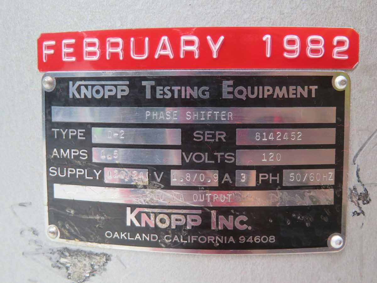 KNOPP Q-2 PHASE SHIFTER CURRENT TESTER T226949 - AUTOMATION & CONTROLS