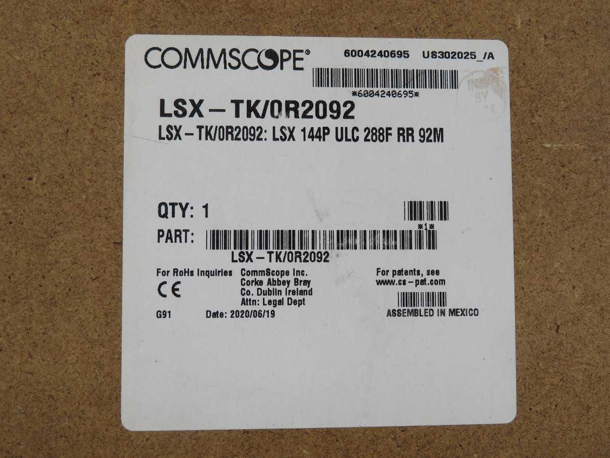 COMMSCOPE LSX-TK/0R2092 FIBER TERMINATION PANEL T212174 - FIBER OPTIC CABLE