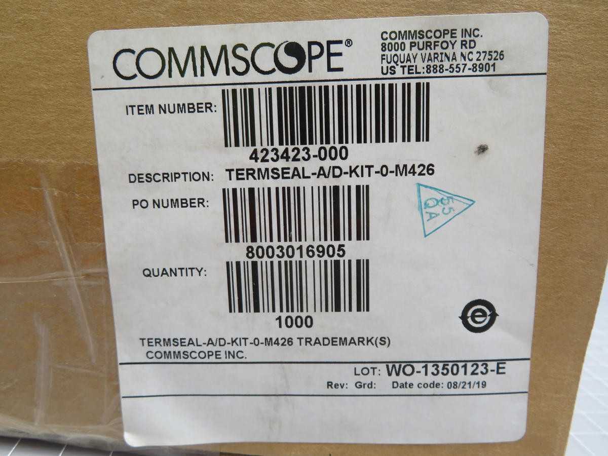LOT OF 1000 COMMSCOPE 423423-000 TERMSEAL-A/D-KIT-0-M426 T205124 - FIBER OPTIC CABLE