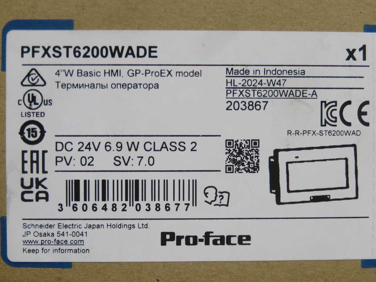 PRO-FACE PFXST6200WADE ANALOG SIGNAL TOUCH PANEL DISPLAY T271254 - OPERATOR INTERFACE PANELS