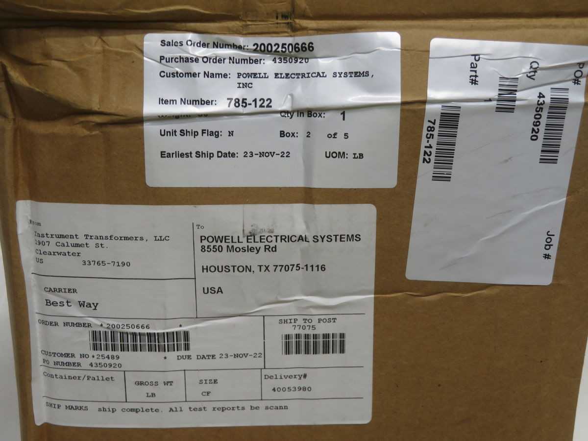INSTRUMENT TRANSFORMERS 785-122 CURRENT TRANSFORMER T243798 - POWER TRANSFORMERS