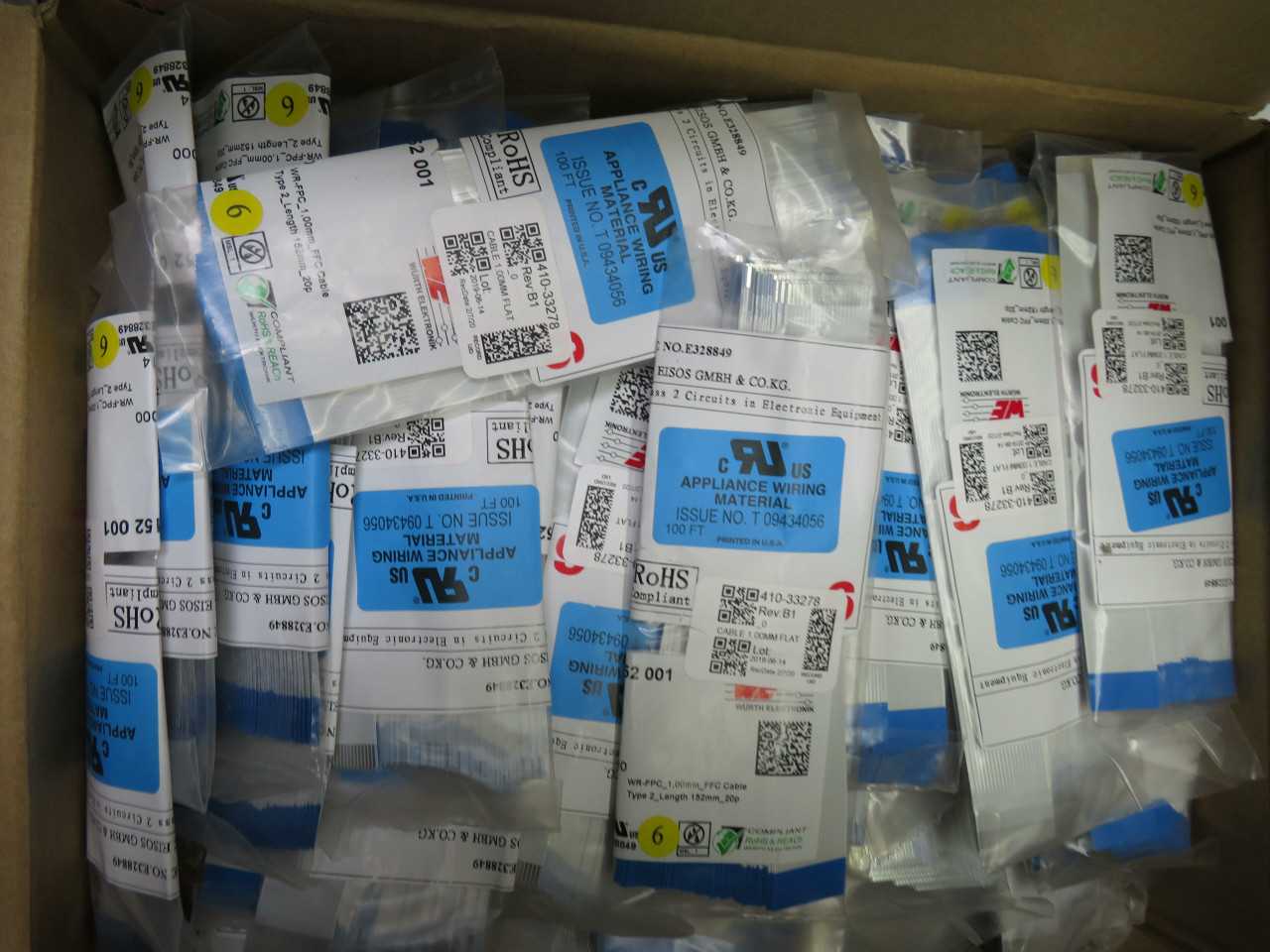 LOT OF 2000 WURTH ELECTRONICK 686720152001 FFC / FPC JUMPER CABLES WR-FFC 1MM TYPE 2 20P 152MM LENGT - CORDSET CABLES