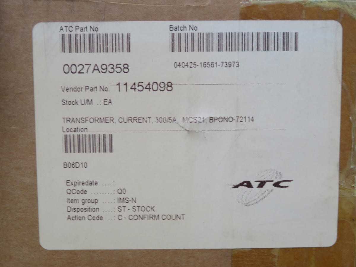11454098 TRANSFORMER CURRENT 300/5A MCS21 BPONO-72114 T194400 - POWER TRANSFORMERS