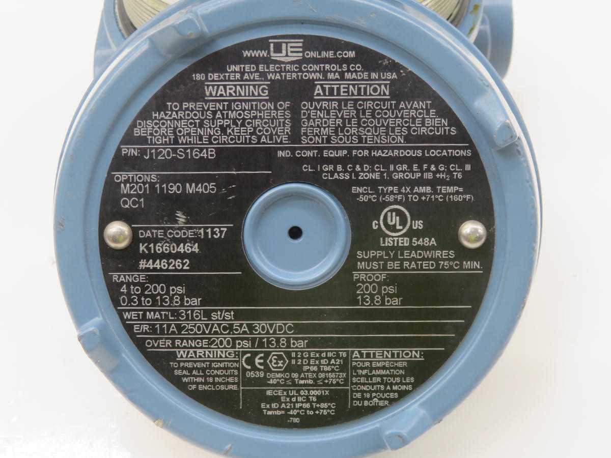 United Electric J120-S164B Pressure Switch T233735 - Reliable Performance - SWITCHES