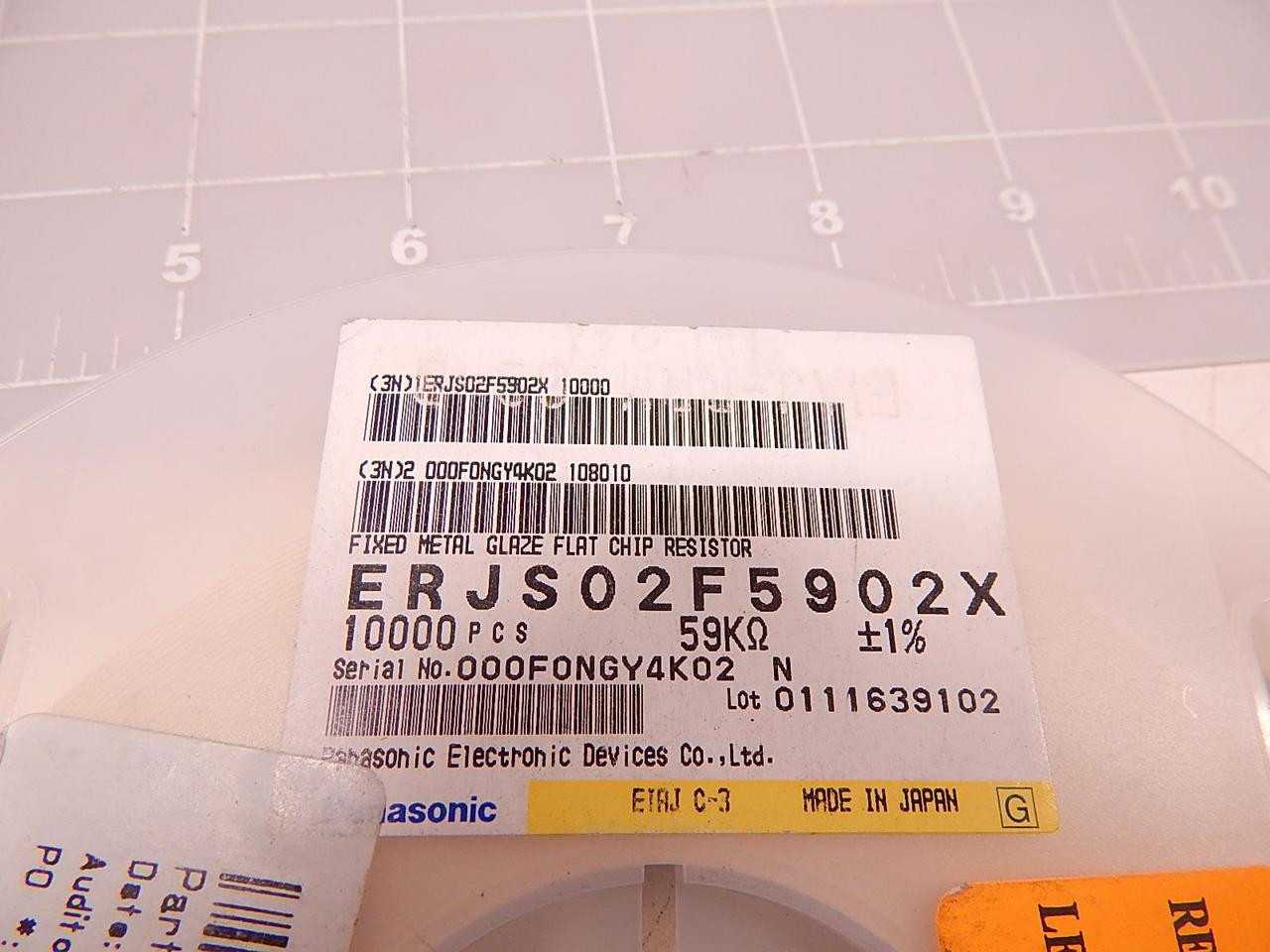 LOT OF 10000 PANASONIC ERJS02F5902X THICK FILM RESISTORS SMD 0402 59KOHMS 1% ANTI-SULFUR T78444 - ELECTRICAL COMPONENTS