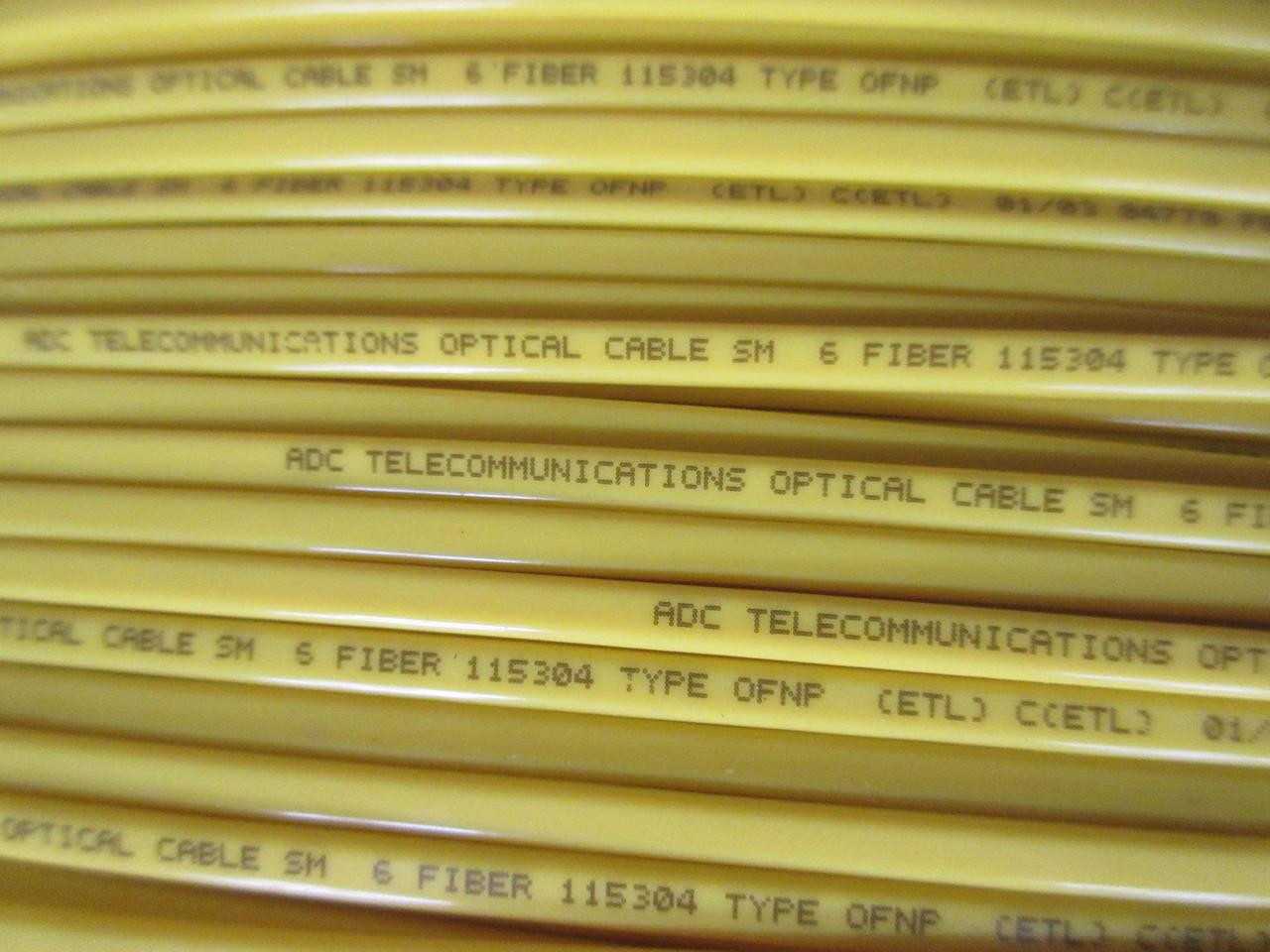 ADC TELECOM OPTICAL CABLE SINGLE MODE 6 FIBER TYPE OFNP 3000 FT - FIBER OPTIC CABLE