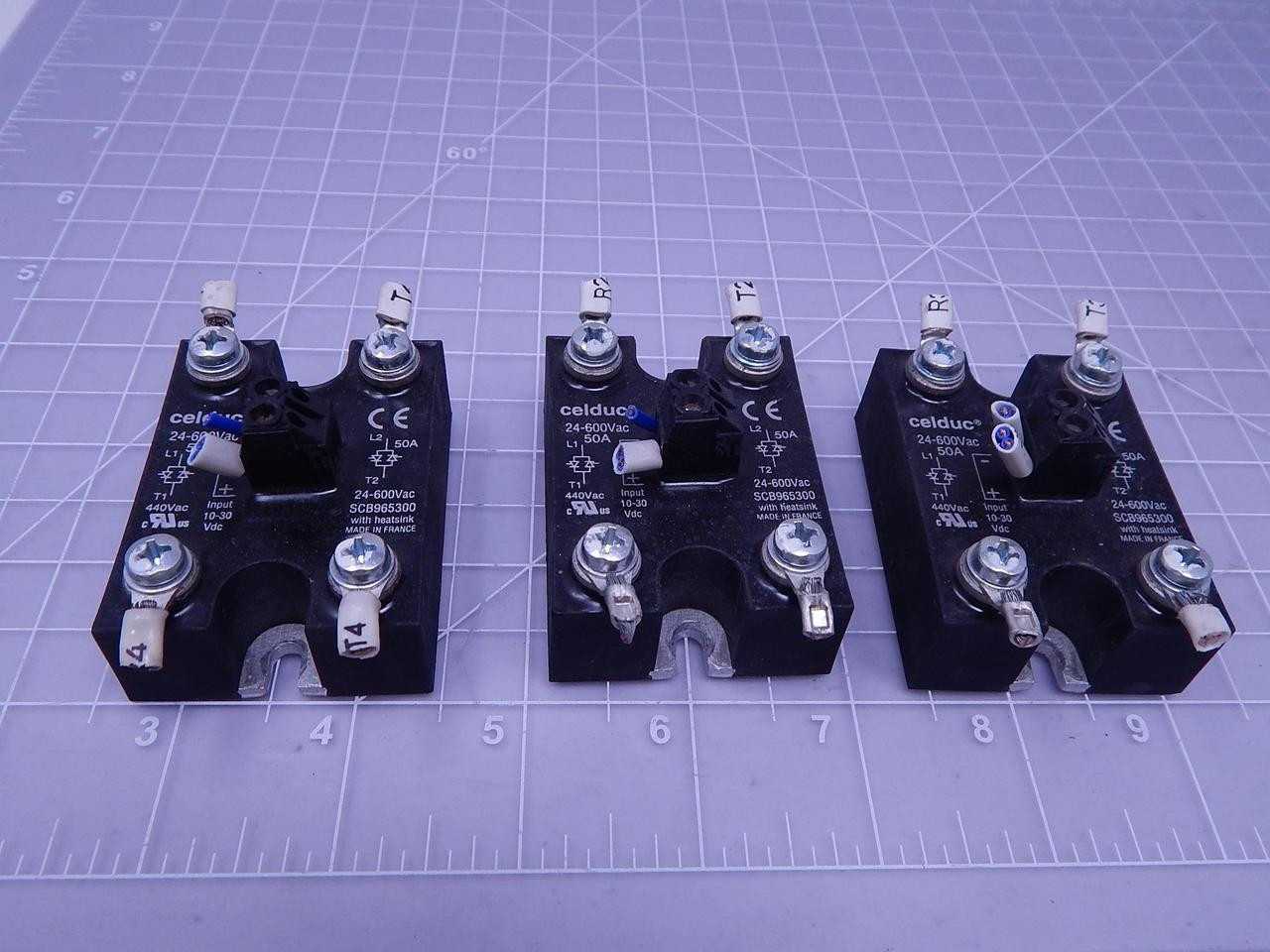LOT OF 3 CELDUC SCB965300 SOLID STATE RELAY 24-600 VAC 50 A T124333 - SOLID STATE RELAY