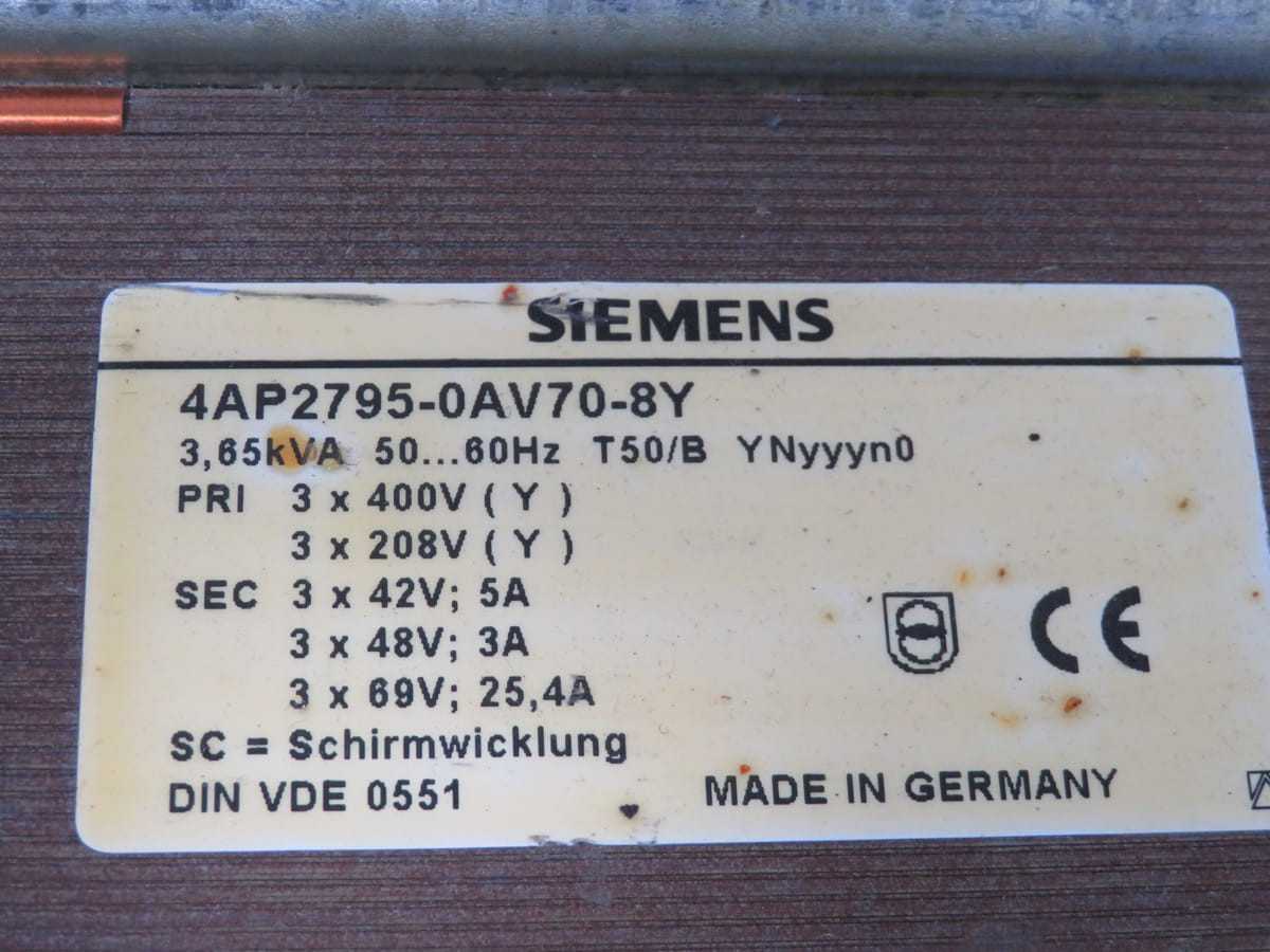 SIEMENS 4AP2795-0AV70-8Y AUTOTRANSFORMER 21KVA 480/440V PRI 400V T196450 - POWER TRANSFORMERS