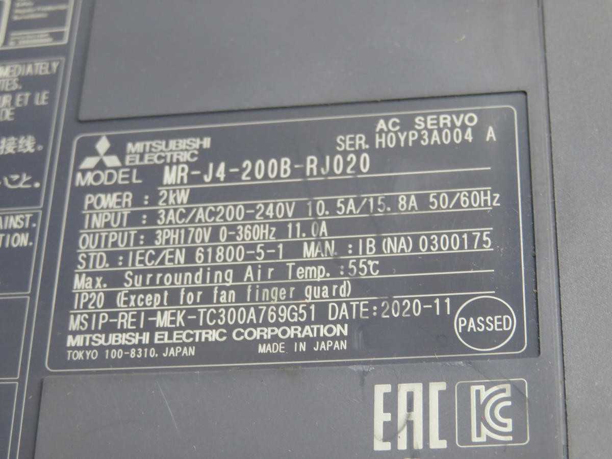 Mitsubishi MR-J4-200B-RJ020 AC Servo Drive T214049 - SERVO