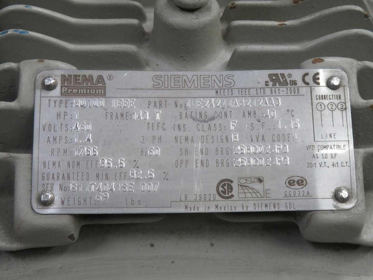 SIEMENS 1LE2421JAB212AA3 MOTOR T236305 - AC MOTOR