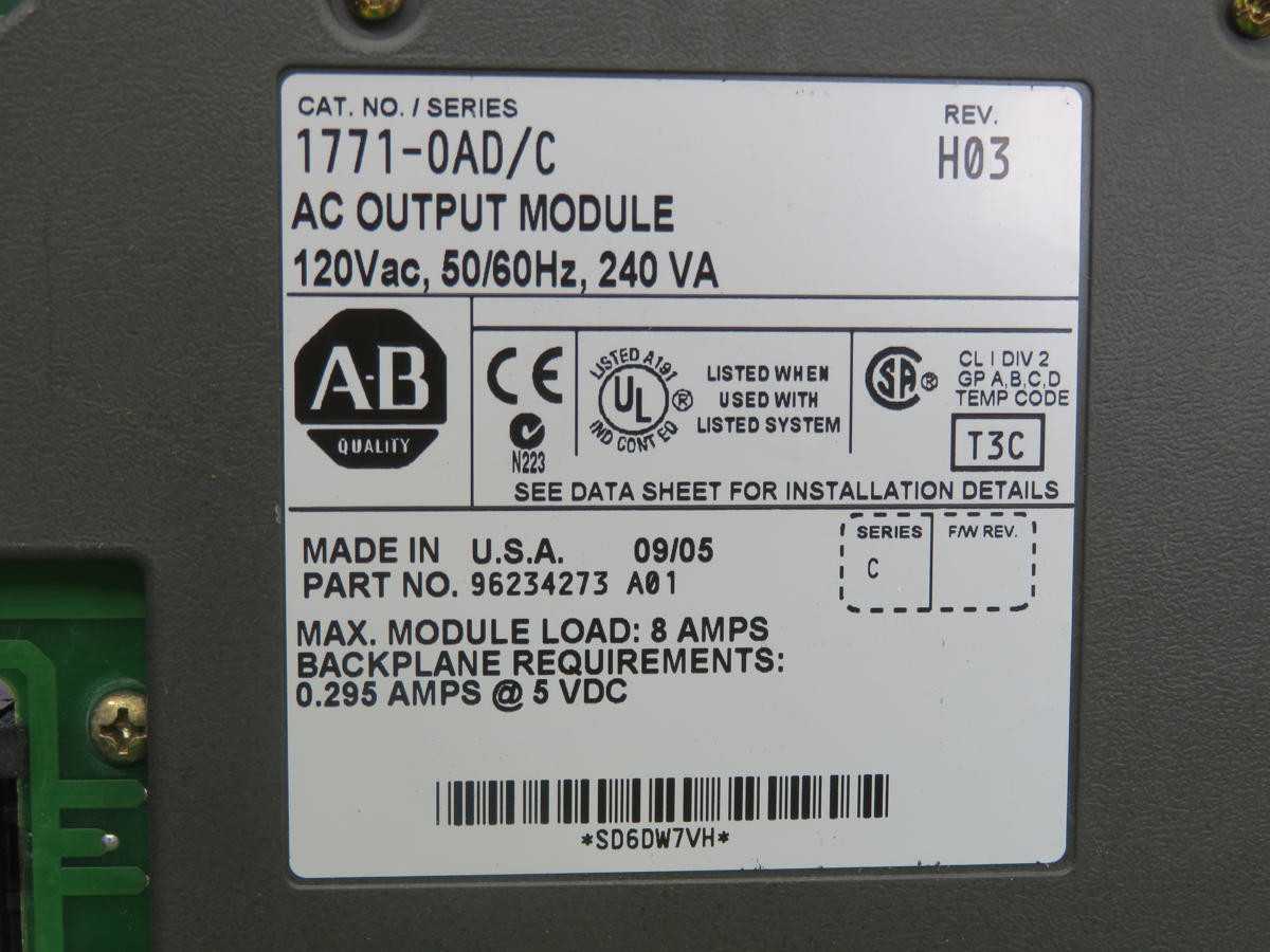 ALLEN BRADLEY 1771-OAD/C OUTPUT MODULE T238924 - INDUSTRIAL PARTS