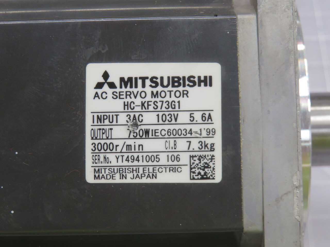 MITSUBISHI HC-KFS73G1 AC SERVO MOTOR T245255 - SERVO