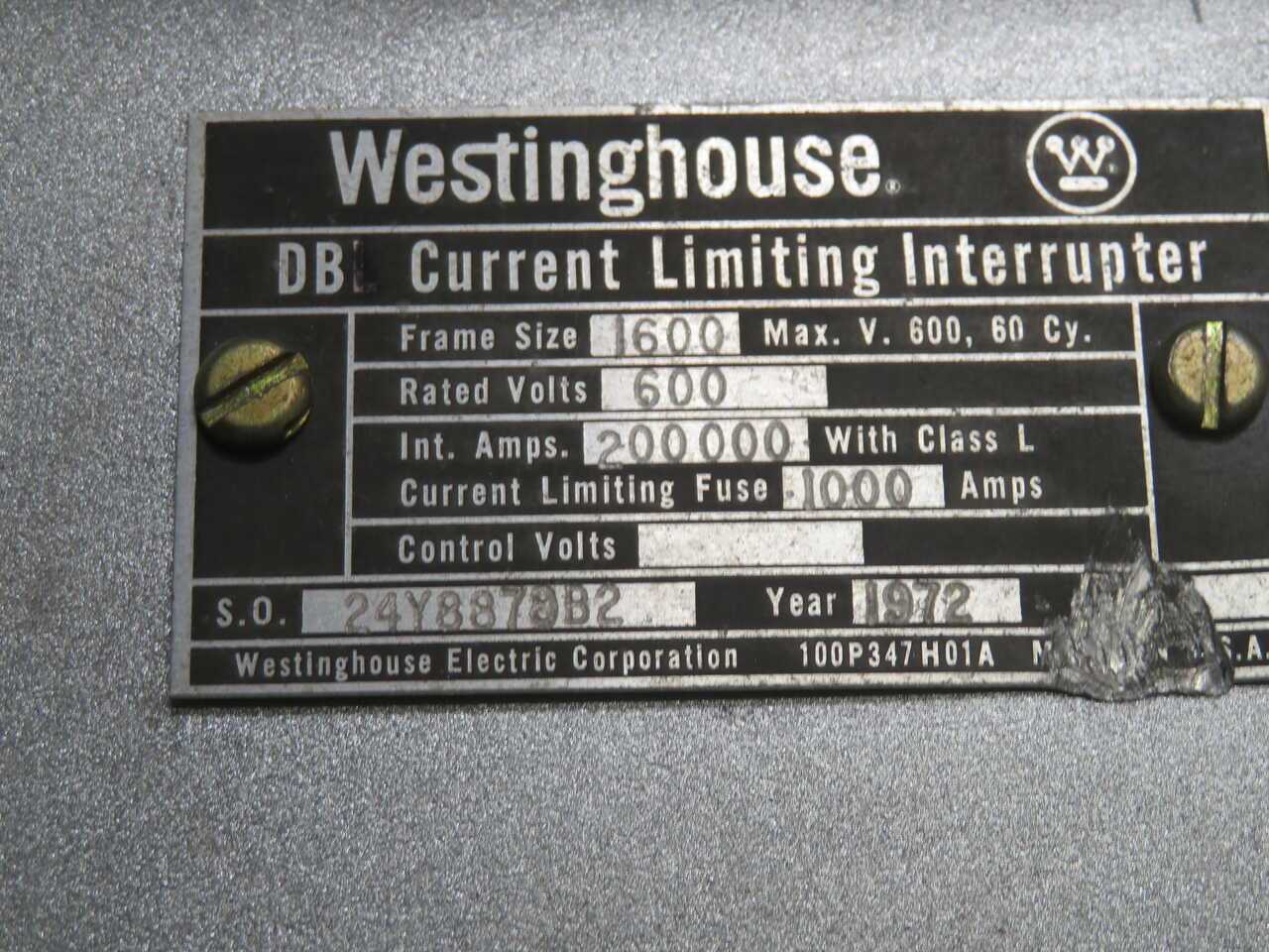 WESTINGHOUSE CURRENT LIMITING INTERRUPTER T270428 - ROTARY AIRLOCK VALVE