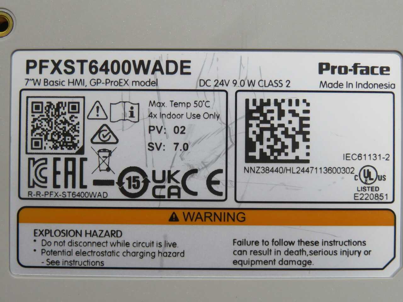 PRO-FACE PFXST6400WADE TOUCH PANEL DISPLAY T271255 - OPERATOR INTERFACE PANELS