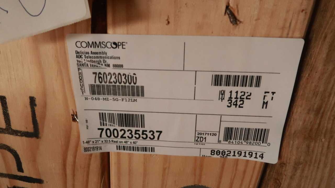 COMMSCOPE N-048-MZ-5G-F12LM FIBER OPTIC CABLE 48 FIBER MULTI MODEINTERLOCKING OM5 1122 FT - FIBER OPTIC CABLE