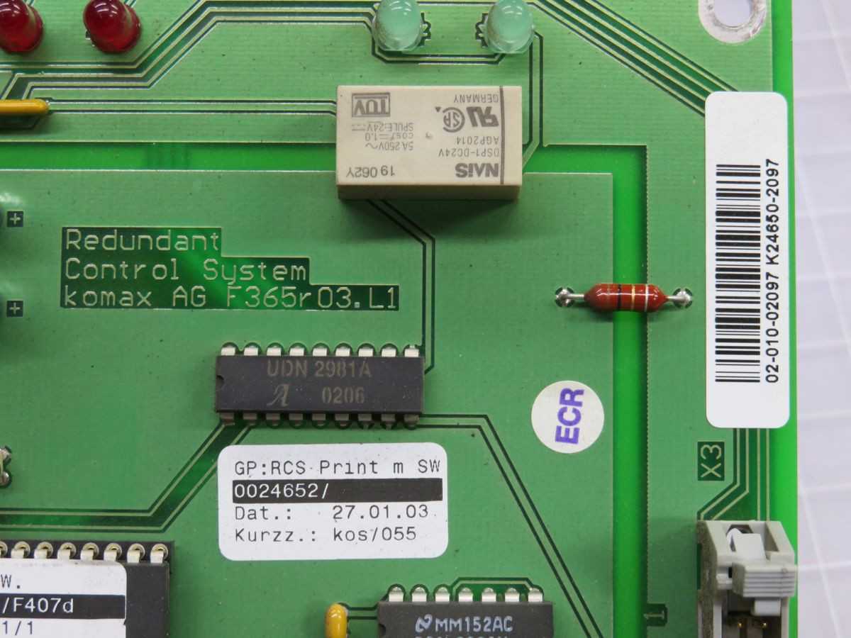 KOMAX F365R03.L1 REDUNDANT CONTROL SYSTEM T255351 - PCB CIRCUIT BOARDS
