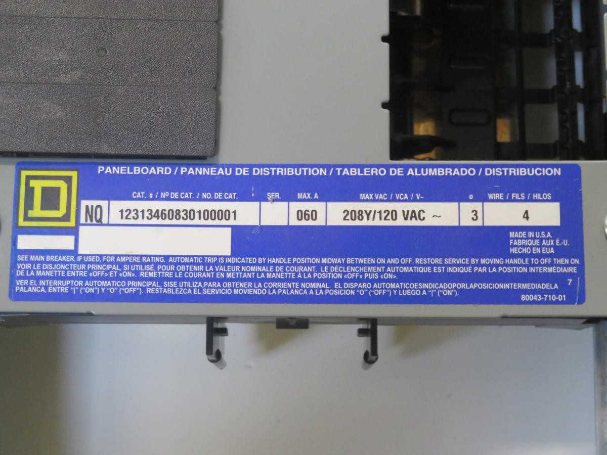 SQUARE D 12313460830100001 80122-170-52 PANELBOARD 60 AMP 208Y/120 VAC 4 WIRES W DAMAGE T194784 - PANELBOARDS