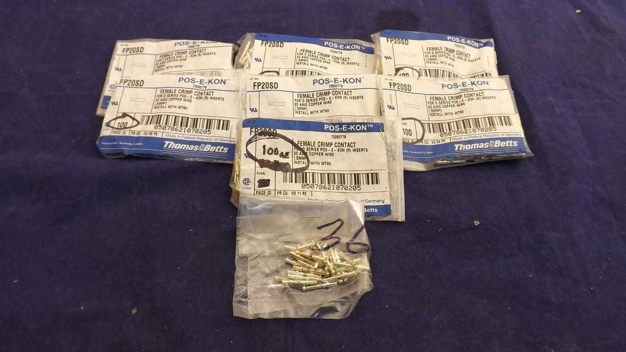 LOT OF 736 THOMAS & BETTS FP20SD FEMALE CRIMP CONTACTS T22111 - CONTACTORS