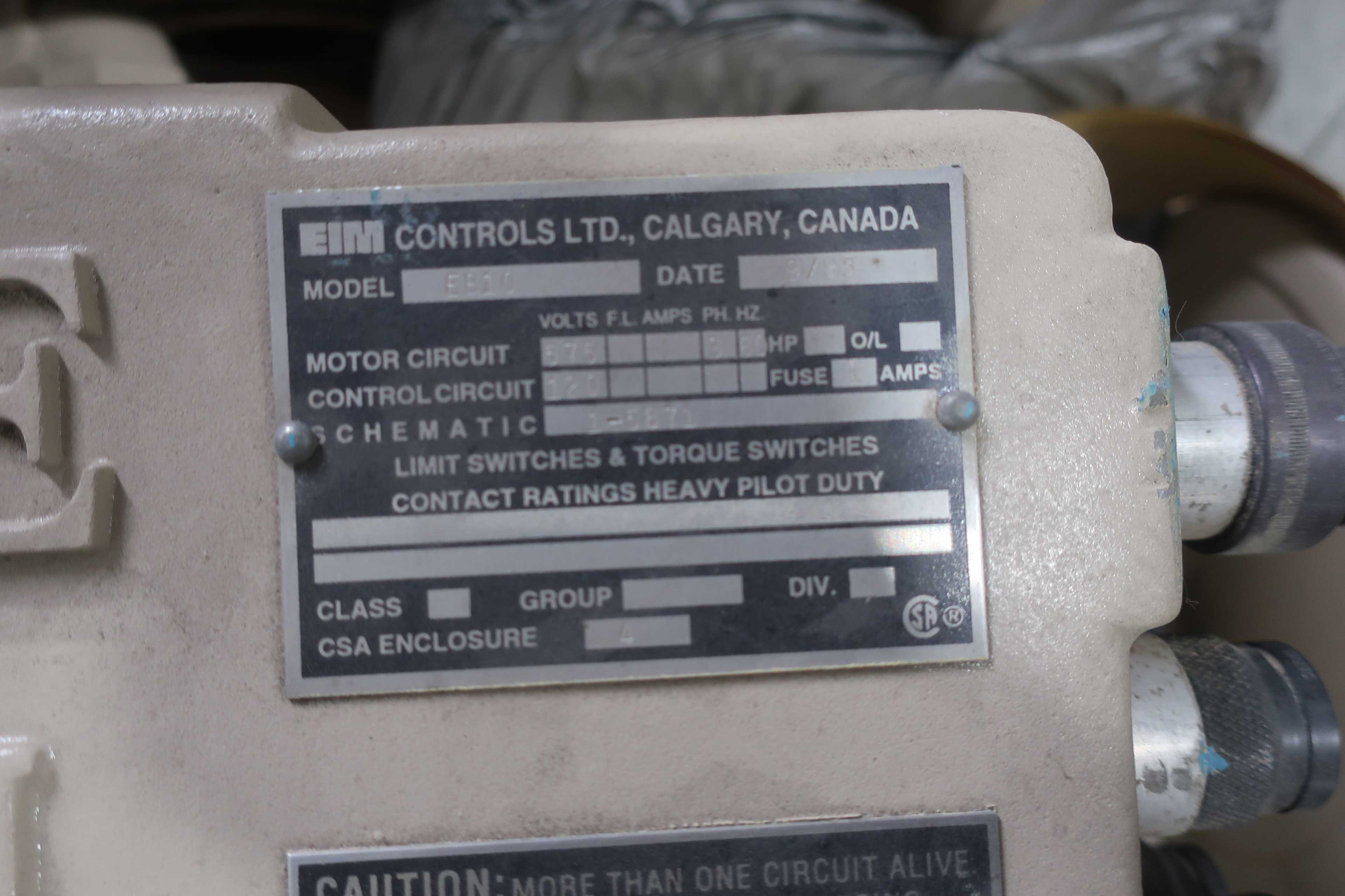 SKU 1764352 - LOT OF 3 EIM EB10 575V-AC ELECTRIC VALVE ACTUATOR - VALVE ACTUATOR PARTS