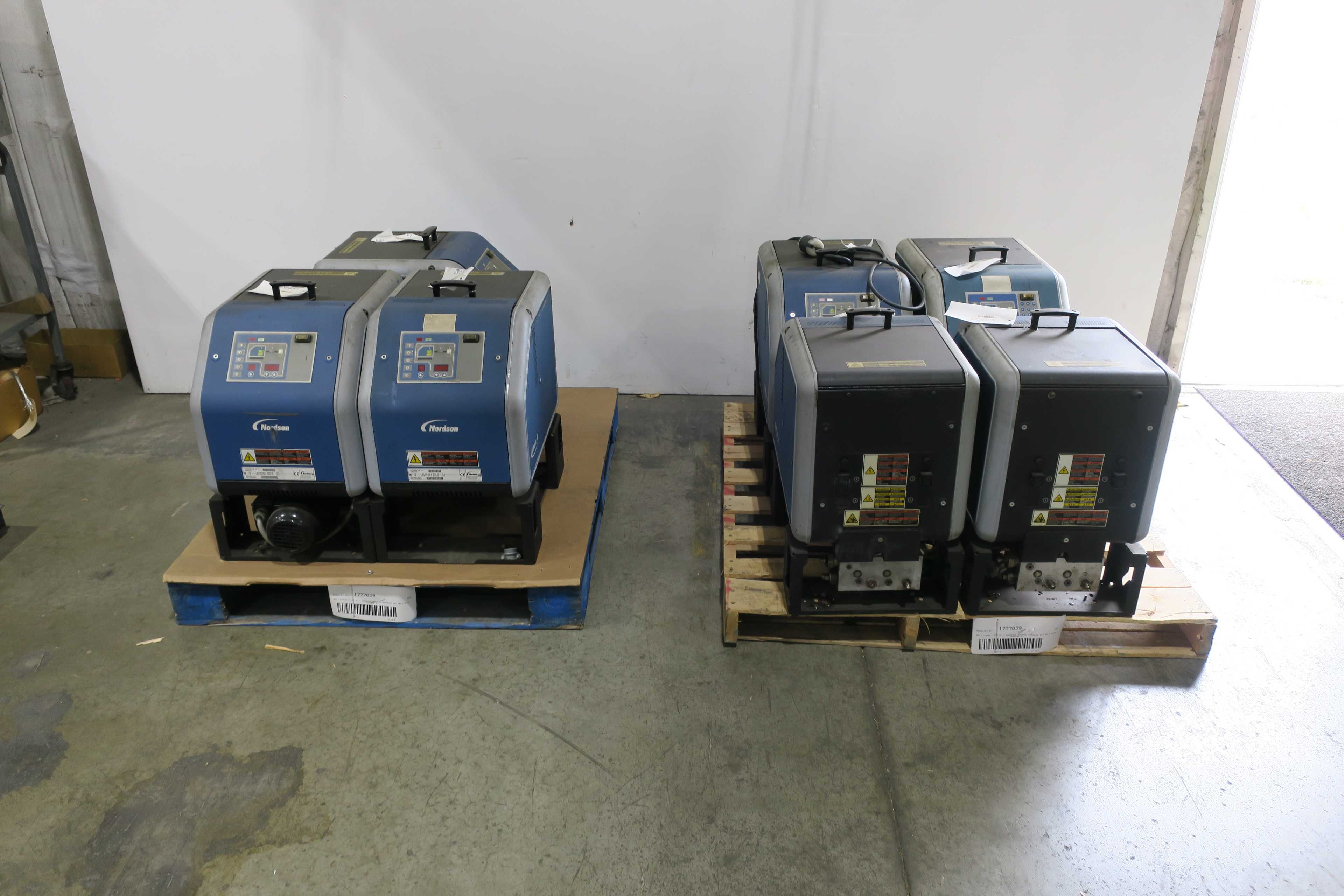 SKU 1777039 - LOT OF 7 ASSORTED NORDSON DURABLUE HOT MELT GLUE MACHINE ASSEMBLIES - PACKAGING