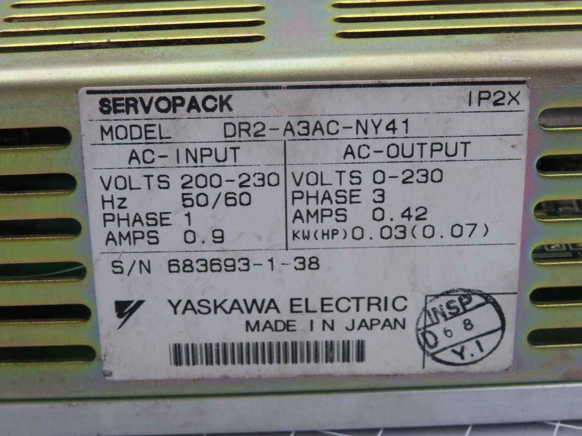 YASKAWA DR2-A3AC-NY41 SERVO DRIVE T214278 - SERVO