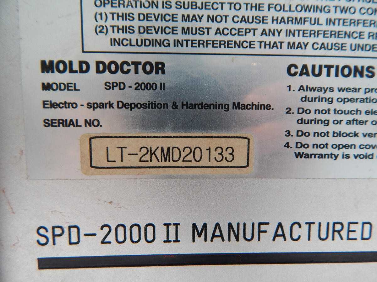 Looktech SPD-2000 II Mold Doctor M4490 - Advanced Mold Maintenance Solution - OPERATOR CONTROLS